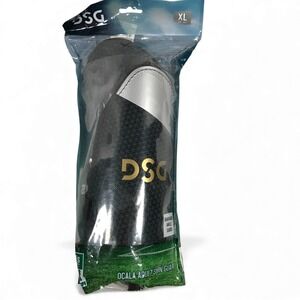 DSG Ocala Adult Shin Guards XL Black Silver Soccer Removable Ankle Guard NEW